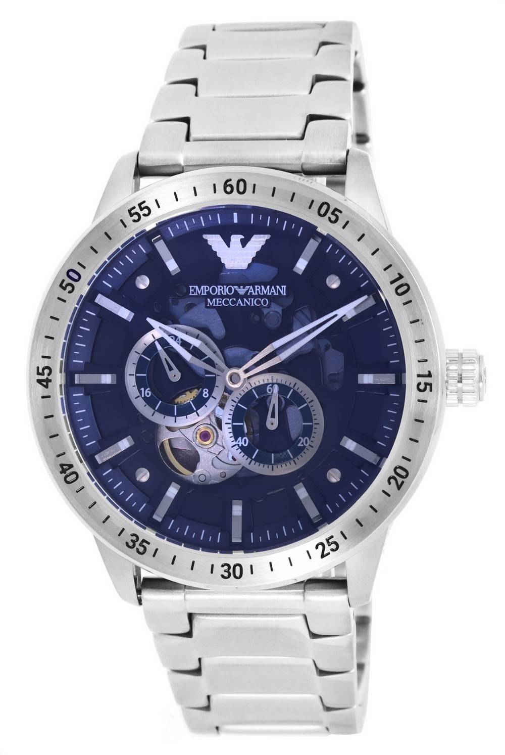 Emporio Armani Stainless Steel Blue Open Heart Dial Automatic AR60052 Men's  Watch - Time Piece Closet