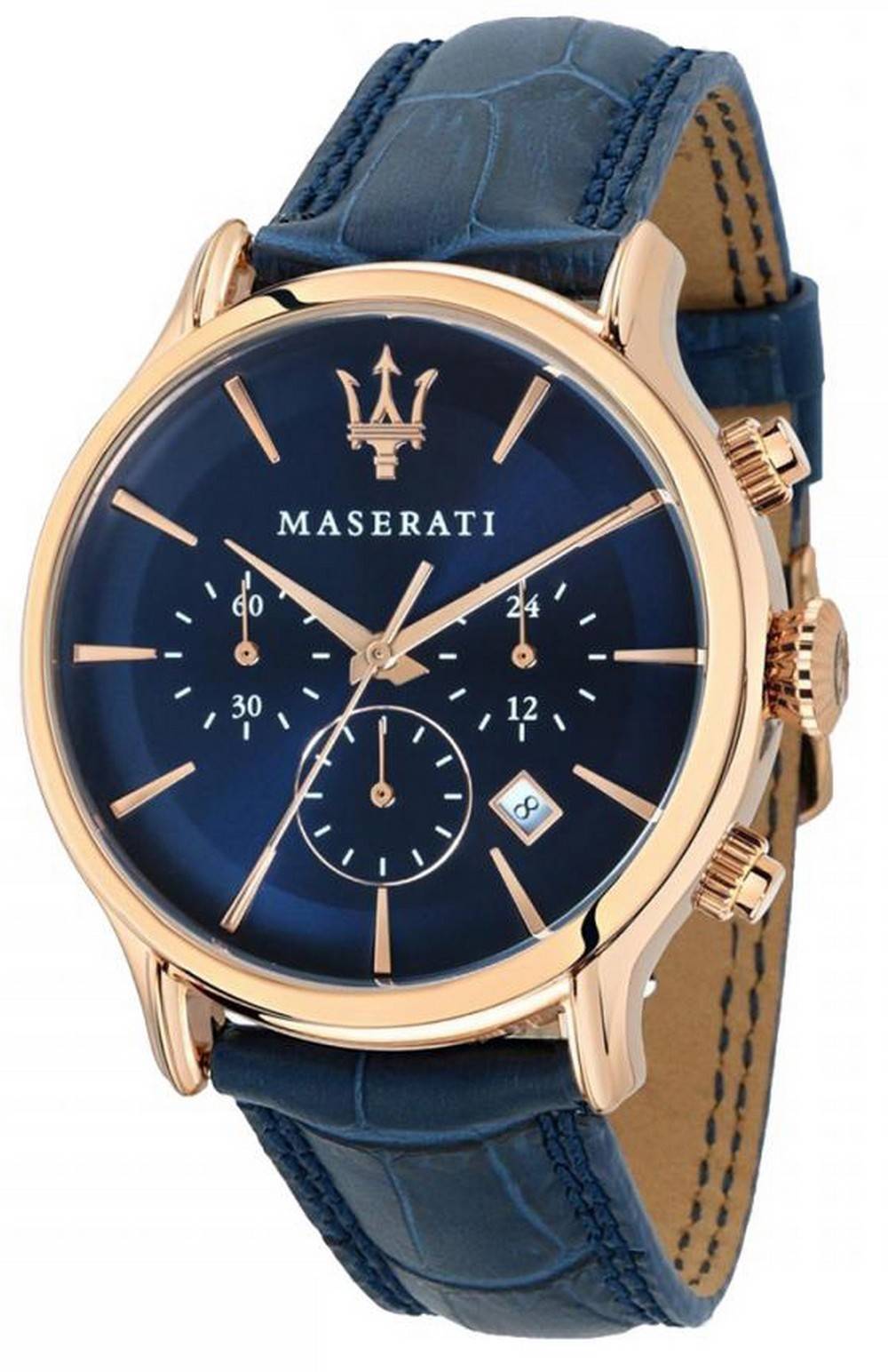 Maserati Epoca Chronograph Blue Dial Leather Strap Quartz R8871618013 ...